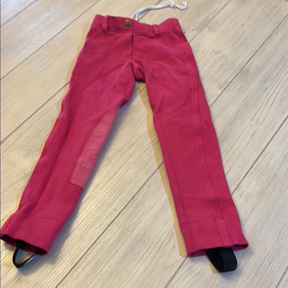 Girls Pink Riding Pants with Elastic Cuffs